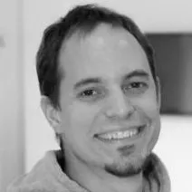 black and white photo of Tamás Cseh, head developer at termin-direkt.de