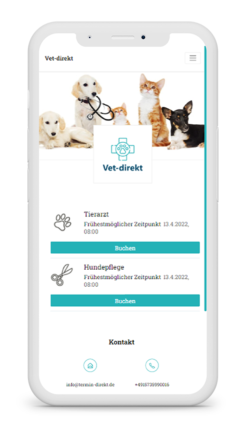 Mockup-Bild eines Kalenders von termin-direkt.de für Tierarztpraxen
